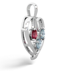 Lab Ruby Glowing Heart 14K White Gold pendant P2233