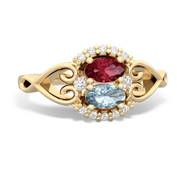 Lab Ruby Love Nest 14K Yellow Gold ring R5860