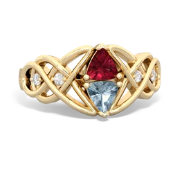 Lab Ruby Keepsake Celtic Knot 14K Yellow Gold ring R5300