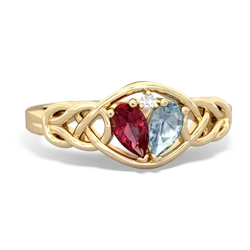 Lab Ruby Celtic Love Knot 14K Yellow Gold ring R5420