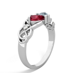 Lab Ruby 'One Heart' Celtic Knot Claddagh 14K White Gold ring R5322