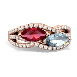 Lab Ruby Diamond Rivers 14K Rose Gold ring R3070