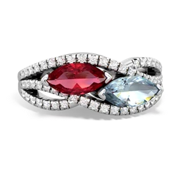 Lab Ruby Diamond Rivers 14K White Gold ring R3070