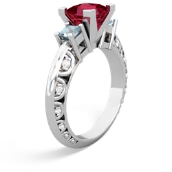 Lab Ruby Eternal Embrace Engagement 14K White Gold ring C2001