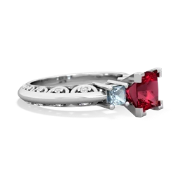 Lab Ruby Eternal Embrace Engagement 14K White Gold ring C2001