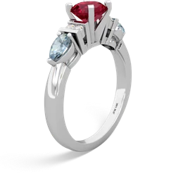 Lab Ruby 6Mm Round Eternal Embrace Engagement 14K White Gold ring R2005