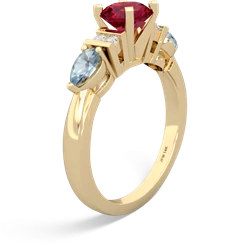 Lab Ruby 6Mm Round Eternal Embrace Engagement 14K Yellow Gold ring R2005