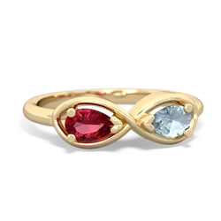 Lab Ruby Infinity 14K Yellow Gold ring R5050