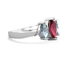 Lab Ruby Three Peeks 14K White Gold ring R2433