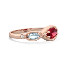 Lab Ruby Milgrain Marquise 14K Rose Gold ring R5700