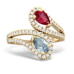 Lab Ruby Diamond Dazzler 14K Yellow Gold ring R3000