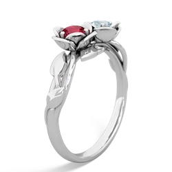 Lab Ruby Rose Garden 14K White Gold ring R5510