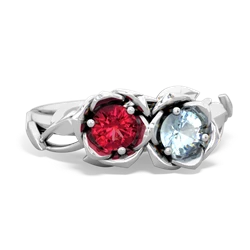 Lab Ruby Rose Garden 14K White Gold ring R5510