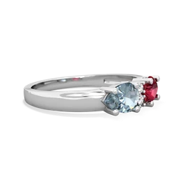 Lab Ruby Pear Bowtie 14K White Gold ring R0865