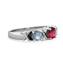 Lab Ruby Hugs And Kisses 14K White Gold ring R5016