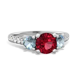 Lab Ruby Pave Trellis 14K White Gold ring R5500