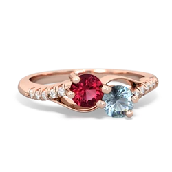 Lab Ruby Infinity Pave Two Stone 14K Rose Gold ring R5285