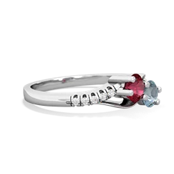 Lab Ruby Infinity Pave Two Stone 14K White Gold ring R5285