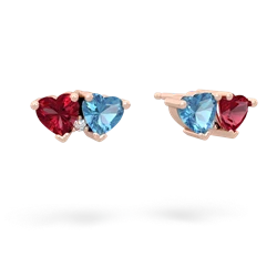 Lab Ruby Sweethearts 14K Rose Gold earrings E5260