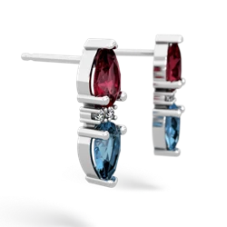 Lab Ruby Bowtie Drop 14K White Gold earrings E0865