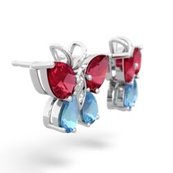 Lab Ruby Butterfly 14K White Gold earrings E2215