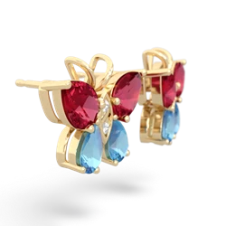 Lab Ruby Butterfly 14K Yellow Gold earrings E2215