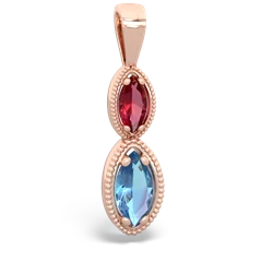 Lab Ruby Antique-Style Halo 14K Rose Gold pendant P5700