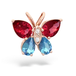 Lab Ruby Butterfly 14K Rose Gold pendant P2215