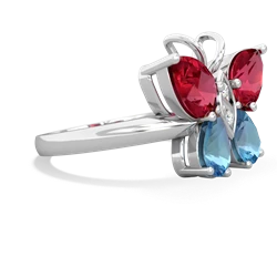 Lab Ruby Butterfly 14K White Gold ring R2215