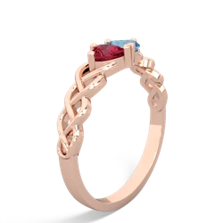 Lab Ruby Heart To Heart Braid 14K Rose Gold ring R5870