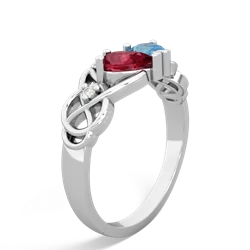 Lab Ruby 'One Heart' Celtic Knot Claddagh 14K White Gold ring R5322