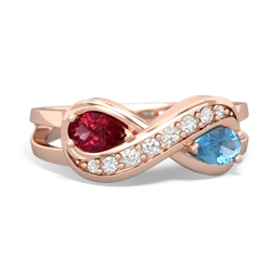 Lab Ruby Diamond Infinity 14K Rose Gold ring R5390