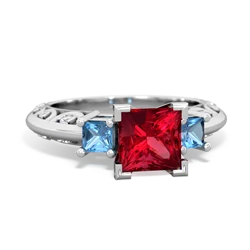 Lab Ruby Eternal Embrace Engagement 14K White Gold ring C2001