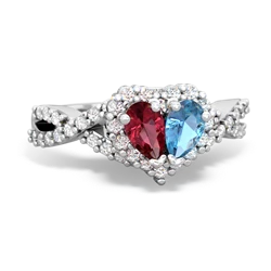 Lab Ruby Diamond Twist 'One Heart' 14K White Gold ring R2640HRT