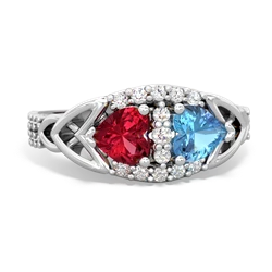 Lab Ruby Sparkling Celtic Knot 14K White Gold ring R2645