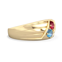 Lab Ruby Men's Streamline 14K Yellow Gold ring R0460