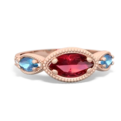 Lab Ruby Milgrain Marquise 14K Rose Gold ring R5700