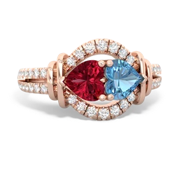 Lab Ruby Art-Deco Keepsake 14K Rose Gold ring R5630