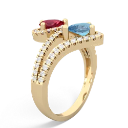 Lab Ruby Diamond Dazzler 14K Yellow Gold ring R3000