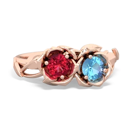 Lab Ruby Rose Garden 14K Rose Gold ring R5510