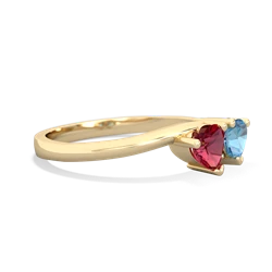 Lab Ruby Sweethearts 14K Yellow Gold ring R5260