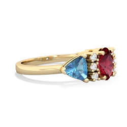 Lab Ruby Antique Style Three Stone 14K Yellow Gold ring R2186