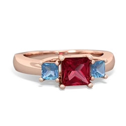 Lab Ruby Three Stone Trellis 14K Rose Gold ring R4015