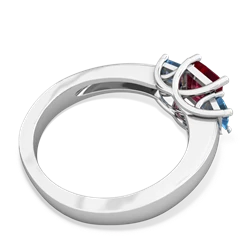 Lab Ruby Three Stone Trellis 14K White Gold ring R4015