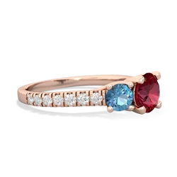 Lab Ruby Pave Trellis 14K Rose Gold ring R5500