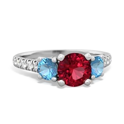 Lab Ruby Pave Trellis 14K White Gold ring R5500