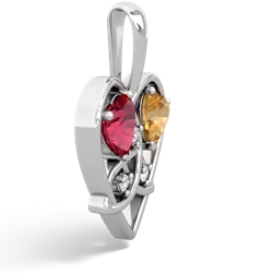 Lab Ruby Celtic Trinity Heart 14K White Gold pendant P5331