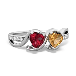 Lab Ruby Side By Side 14K White Gold ring R3090