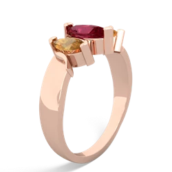 Lab Ruby Three Peeks 14K Rose Gold ring R2433