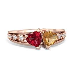 Lab Ruby Heart To Heart 14K Rose Gold ring R3342